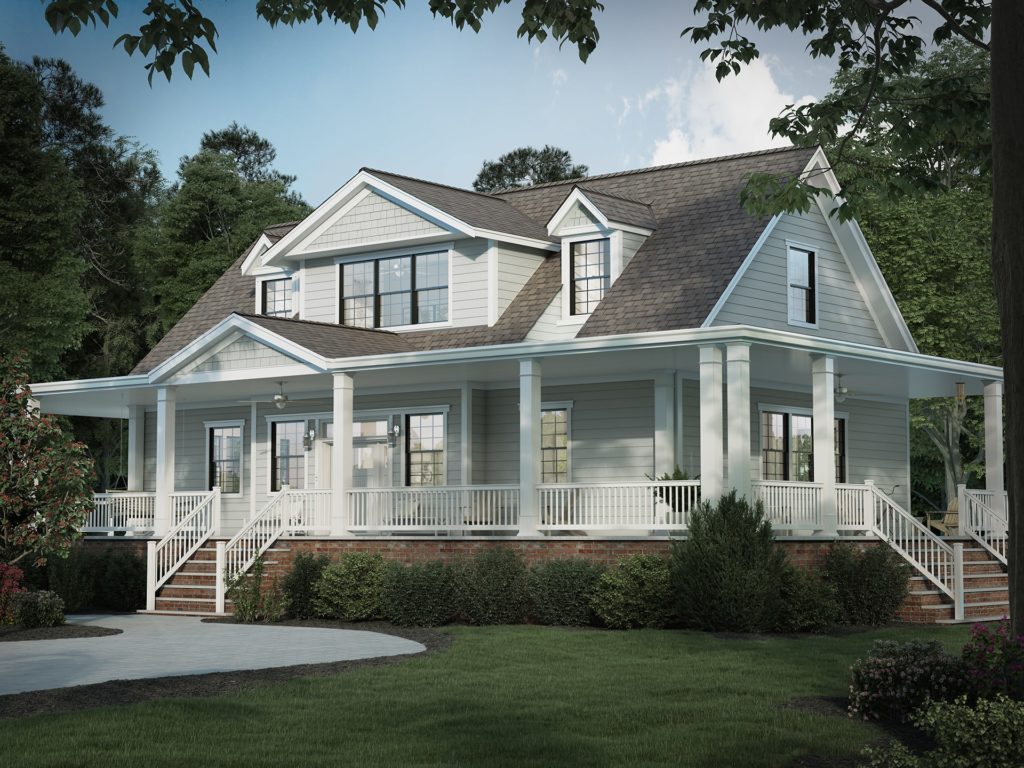 Large home with Ranch style porch