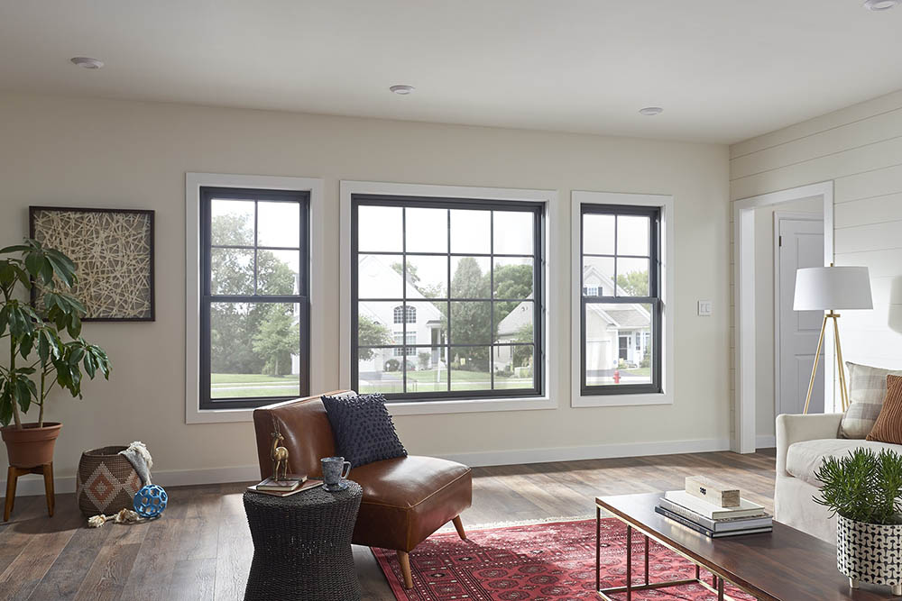 Living room with replacement windows